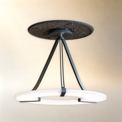 Alabaster Halo Pendant Light – Black & White LED Chandelier