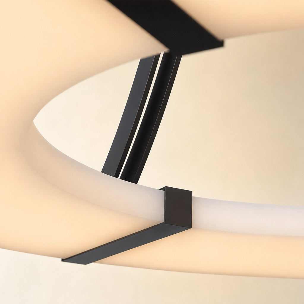 Alabaster Halo Pendant Light – Black & White LED Chandelier