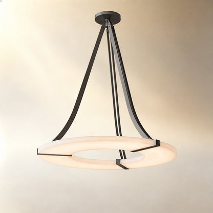 Alabaster Halo Pendant Light – Black & White LED Chandelier