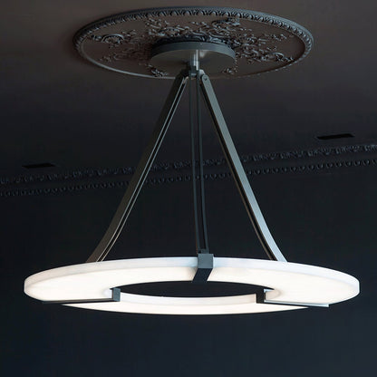 Alabaster Halo Pendant Light – Black & White LED Chandelier