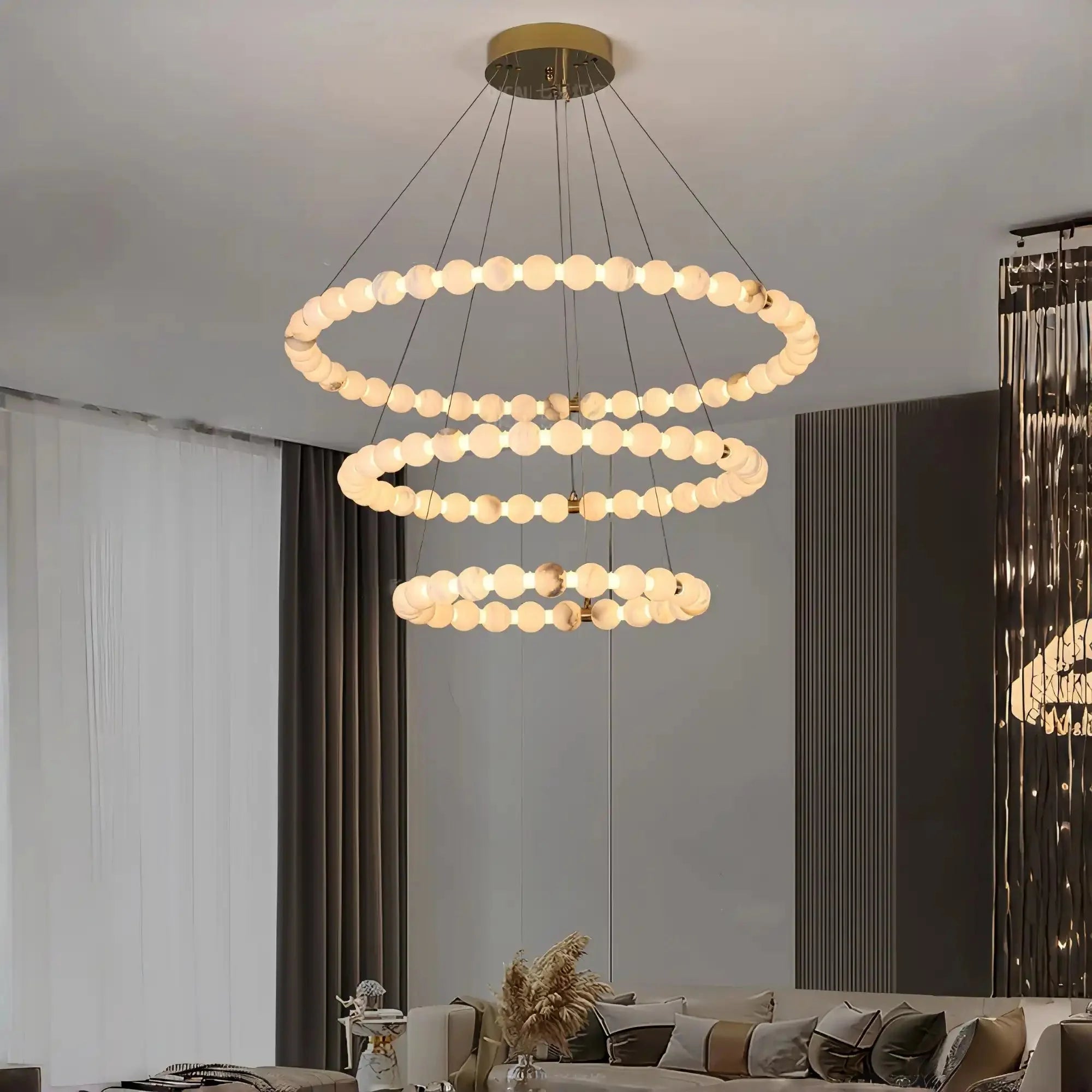 Alabaster Orb Ring Chandelier