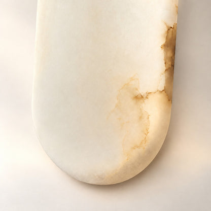 Alabaster Pill Wall Lamp, 3.9~4.7-Inch x H 15.7-Inch, Brass, Warm Light for Living Room & Dining Room