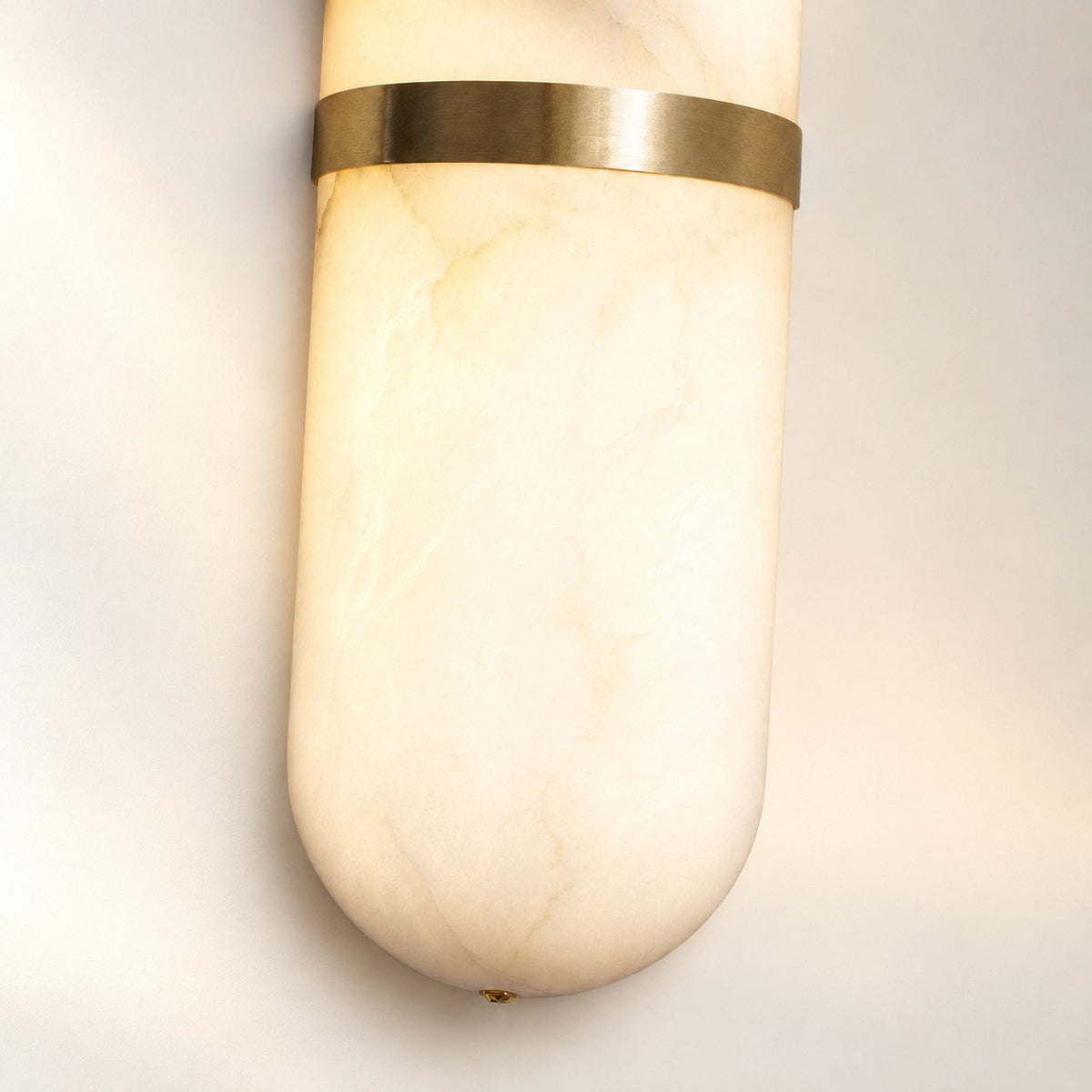 Alabaster Pill Wall Lamp, 3.9~4.7-Inch x H 15.7-Inch, Brass, Warm Light for Living Room & Dining Room
