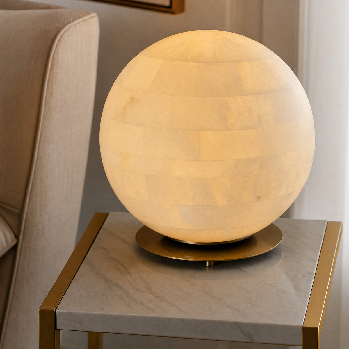 Alabaster Sphere Table Lamp