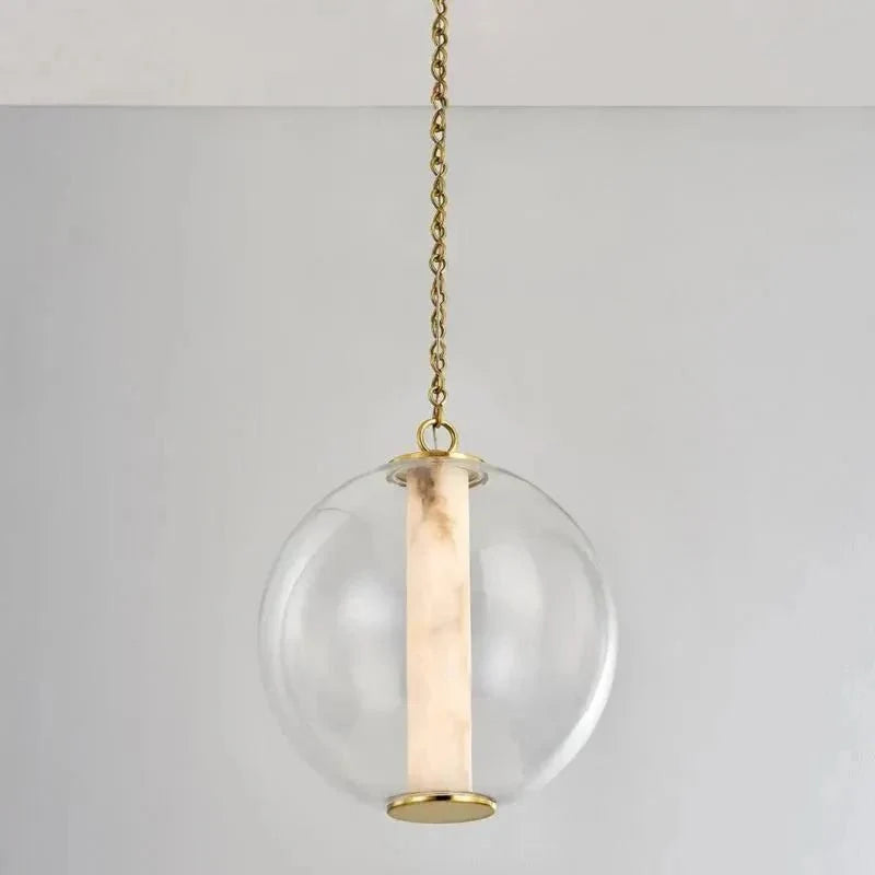 Alabaster Tube Glass Globe Pendant