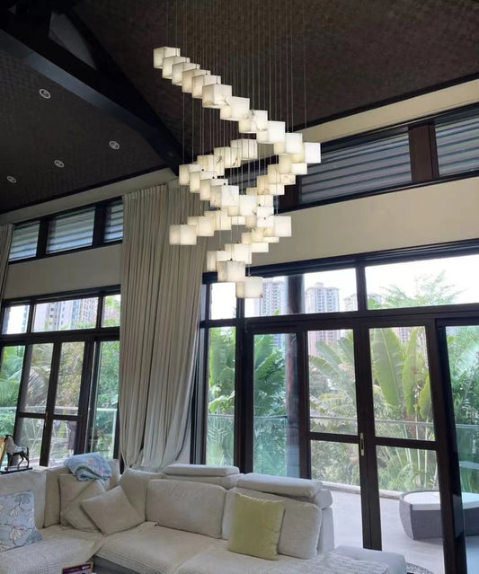 Alabaster Cubic Rectangular Chandelier