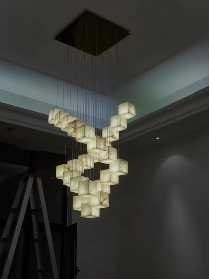 Alabaster Cubic Rectangular Chandelier