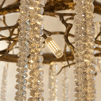 Antique Gold Crystal Branch Chandelier for Dining Room
