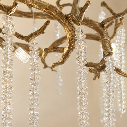 Antique Gold Crystal Branch Chandelier for Dining Room