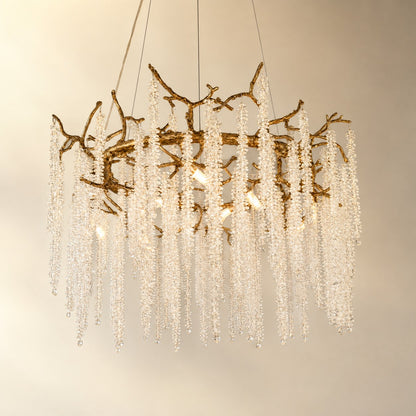 Antique Gold Crystal Branch Chandelier for Dining Room