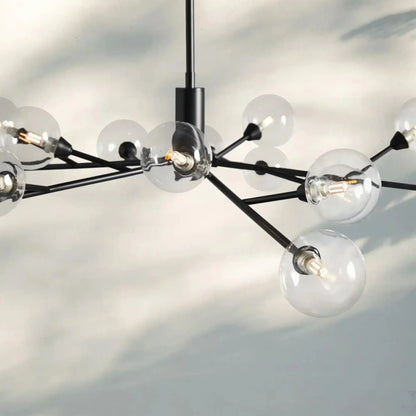 Apollo Round Midcentury Modern Starburst Chandelier in Antiqued Finishes