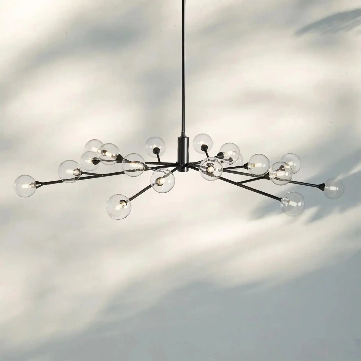 Apollo Round Midcentury Modern Starburst Chandelier in Antiqued Finishes