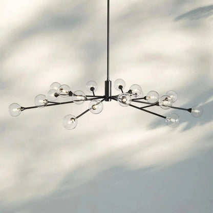 Apollo Round Midcentury Modern Starburst Chandelier in Antiqued Finishes