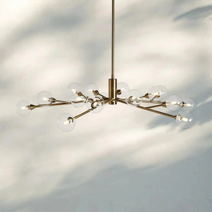 Apollo Round Midcentury Modern Starburst Chandelier in Antiqued Finishes