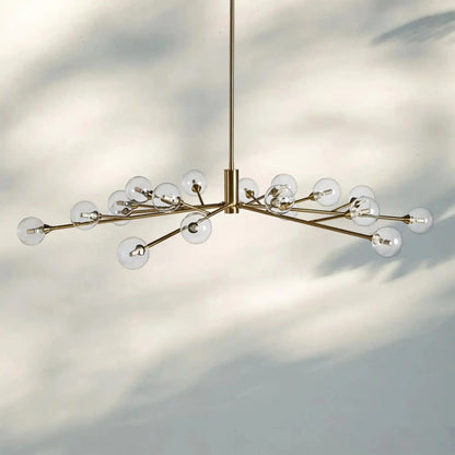 Apollo Round Midcentury Modern Starburst Chandelier in Antiqued Finishes