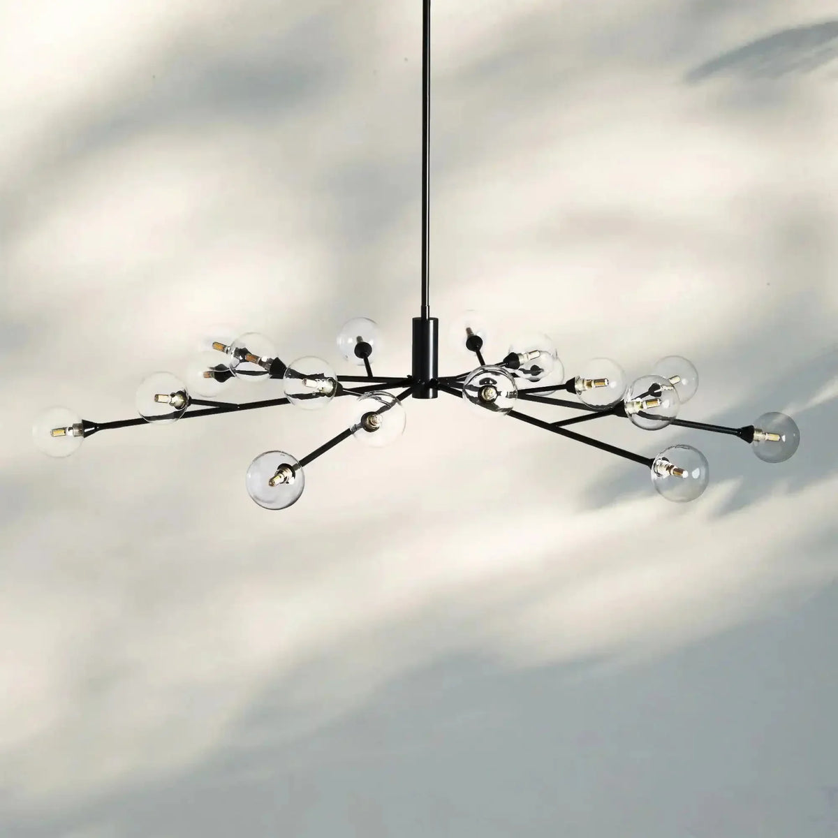 Apollo Round Midcentury Modern Starburst Chandelier in Antiqued Finishes