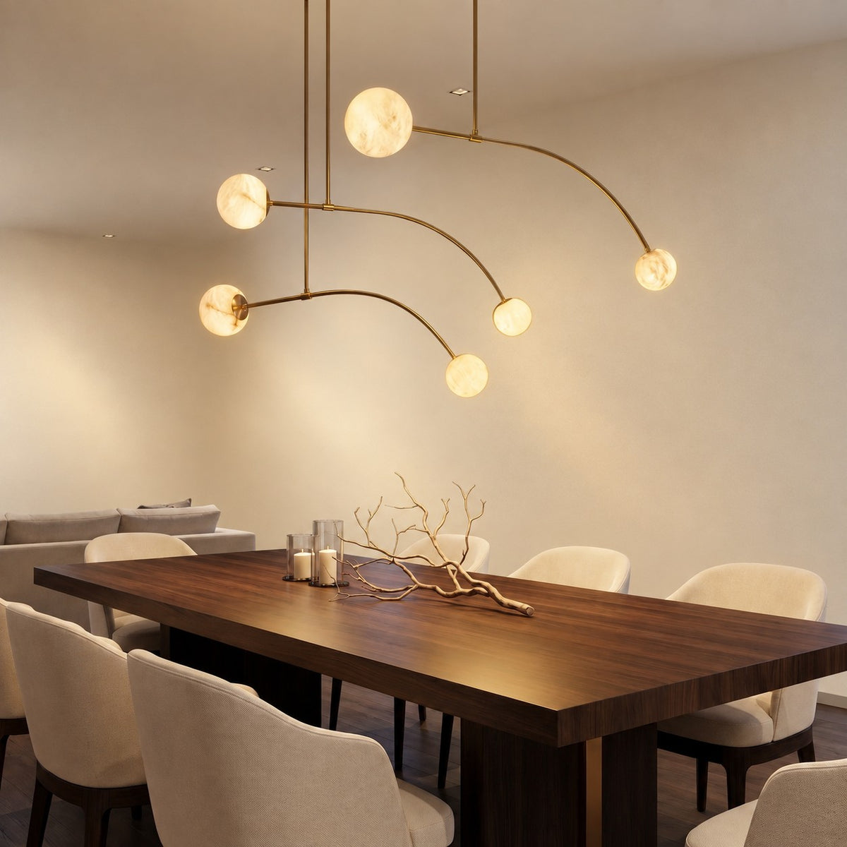 Arc Orb Alabaster Pendant Light