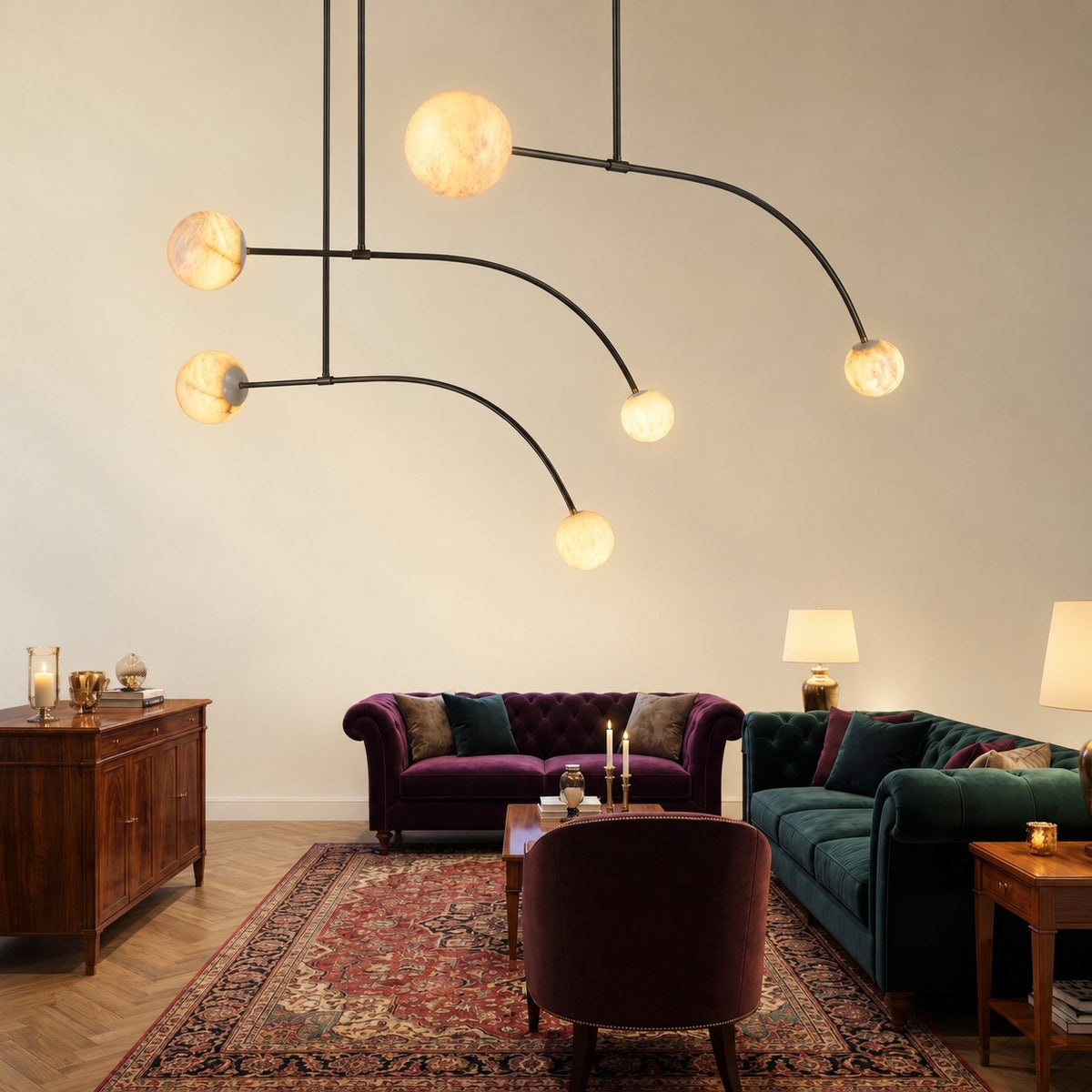 Arc Orb Alabaster Pendant Light
