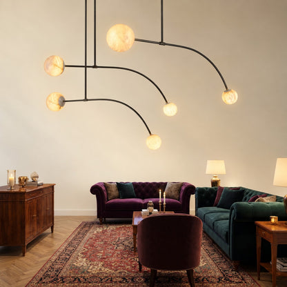 Arc Orb Alabaster Pendant Light