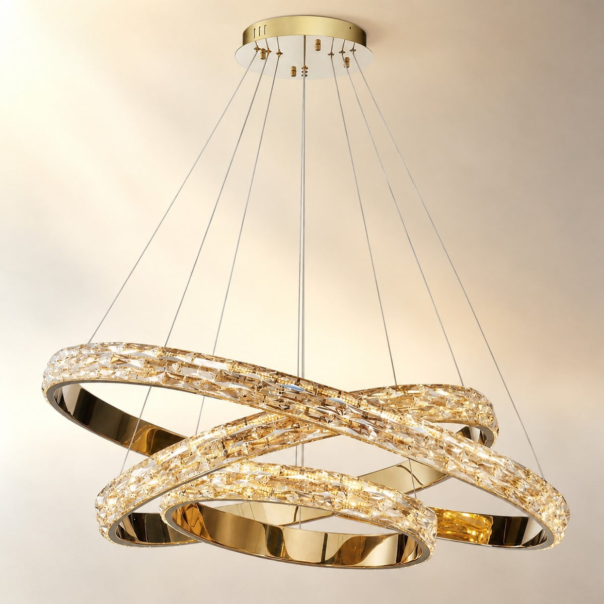Aririn Triple Ring Crystal Chandelier