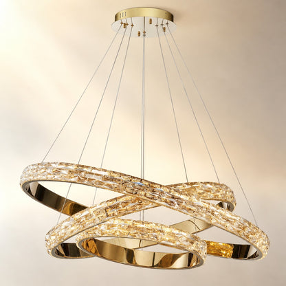 Aririn Triple Ring Crystal Chandelier
