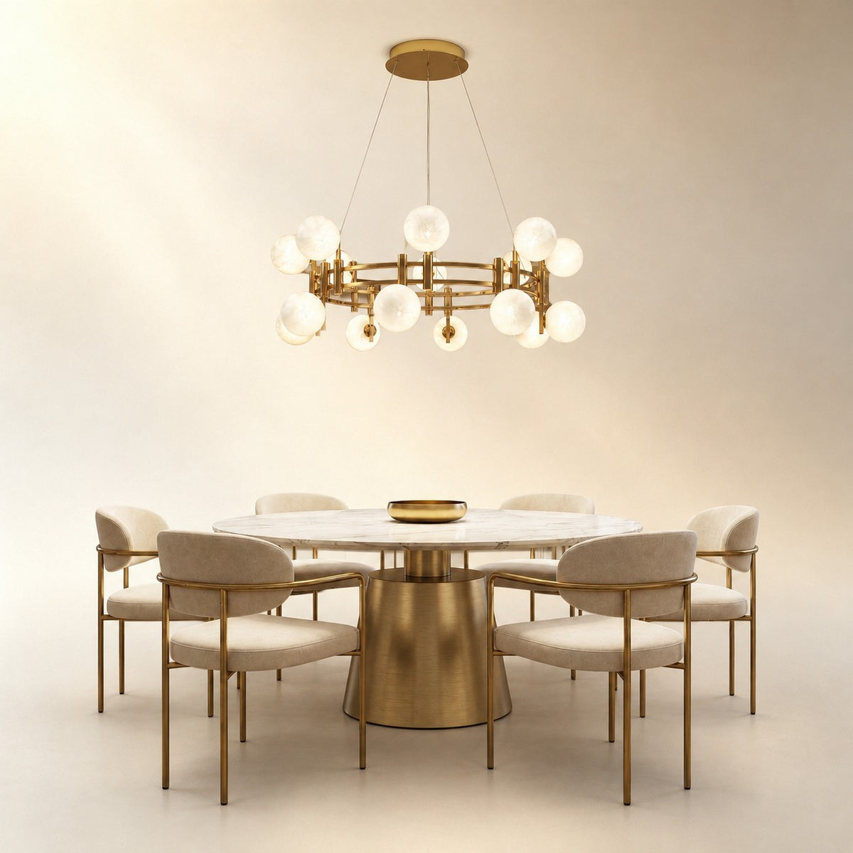 Arivan Frosted Glass Globe Round Chandelier 39.4"