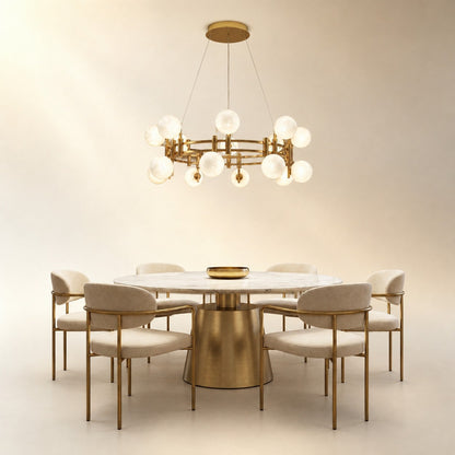 Arivan Frosted Glass Globe Round Chandelier 39.4"