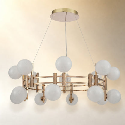 Arivan Frosted Glass Globe Round Chandelier 39.4"