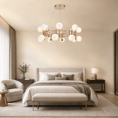 Arivan Frosted Glass Globe Round Chandelier 39.4"
