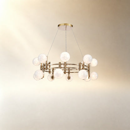 Arivan Frosted Glass Globe Round Chandelier 39.4"