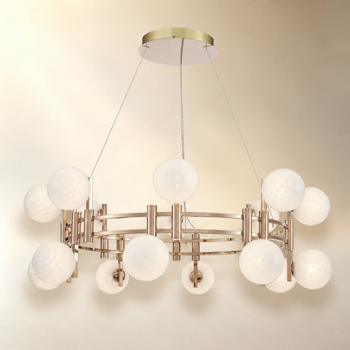 Arivan Frosted Glass Globe Round Chandelier 39.4"
