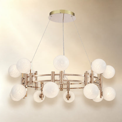 Arivan Frosted Glass Globe Round Chandelier 39.4"