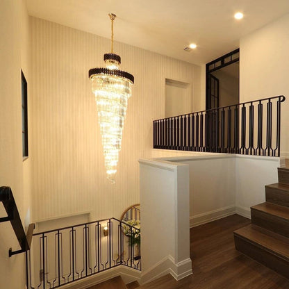 Classic Large Multi-layered Spiral Crystal Chandelier for Foyer/ Staircase