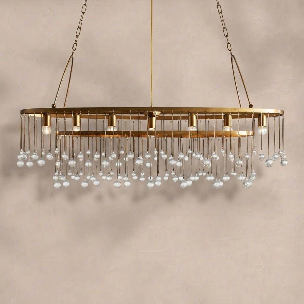 Aubrey Oval Crystal Ball 7 Light Chandelier