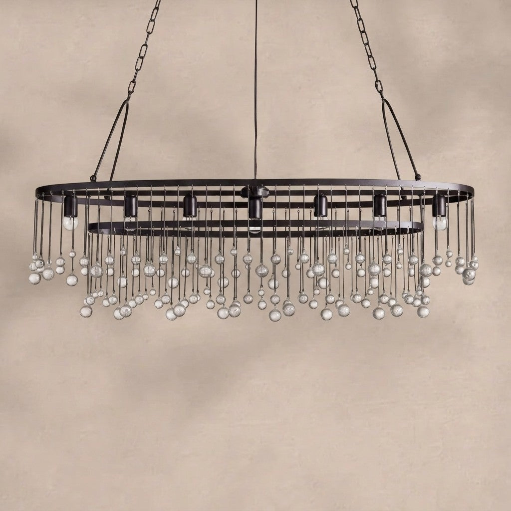 Aubrey Oval Crystal Ball 7 Light Chandelier