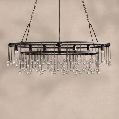 Aubrey Oval Crystal Ball 7 Light Chandelier