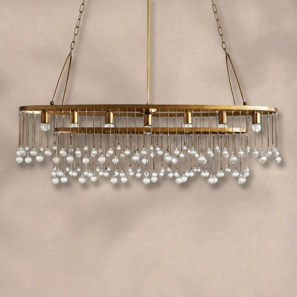 Aubrey Oval Crystal Ball 7 Light Chandelier