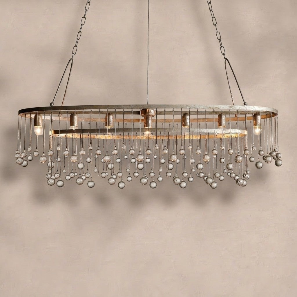 Aubrey Oval Crystal Ball 7 Light Chandelier
