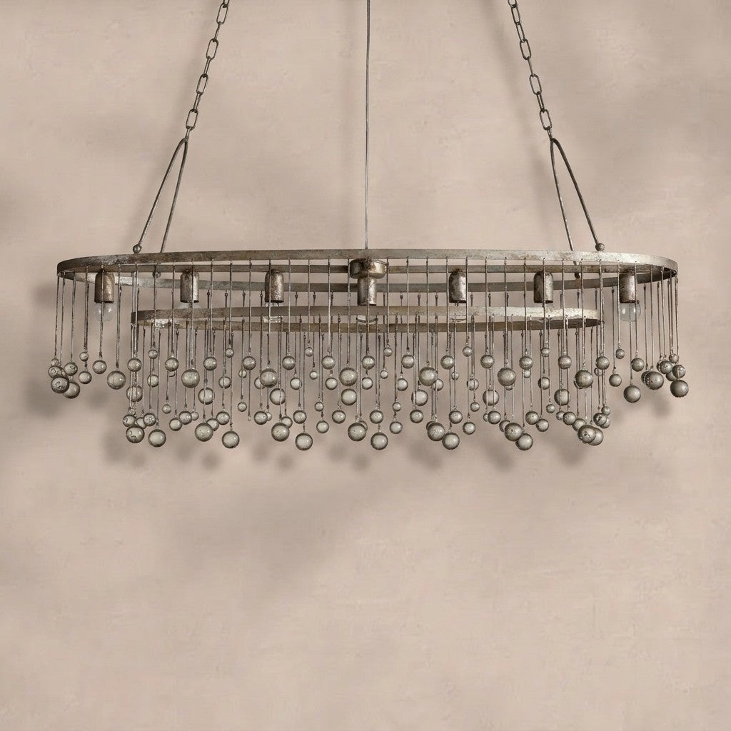 Aubrey Oval Crystal Ball 7 Light Chandelier