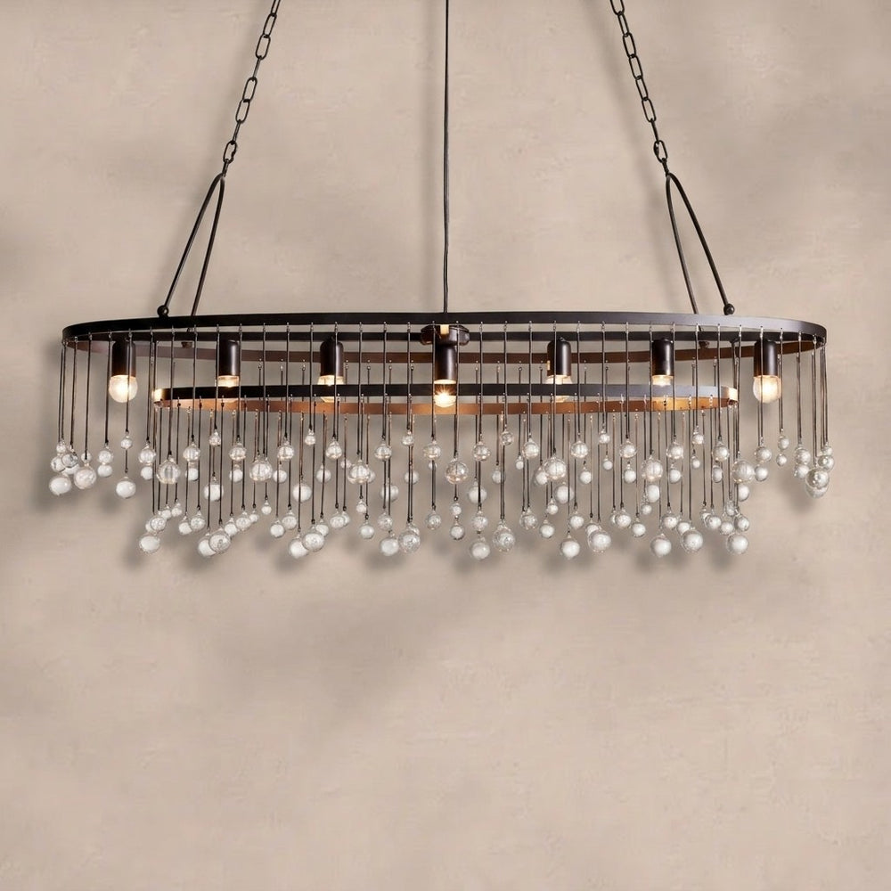 Aubrey Oval Crystal Ball 7 Light Chandelier