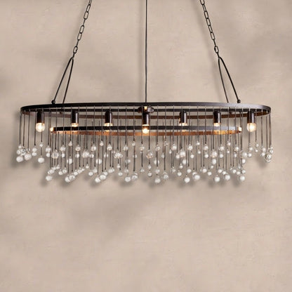 Aubrey Oval Crystal Ball 7 Light Chandelier