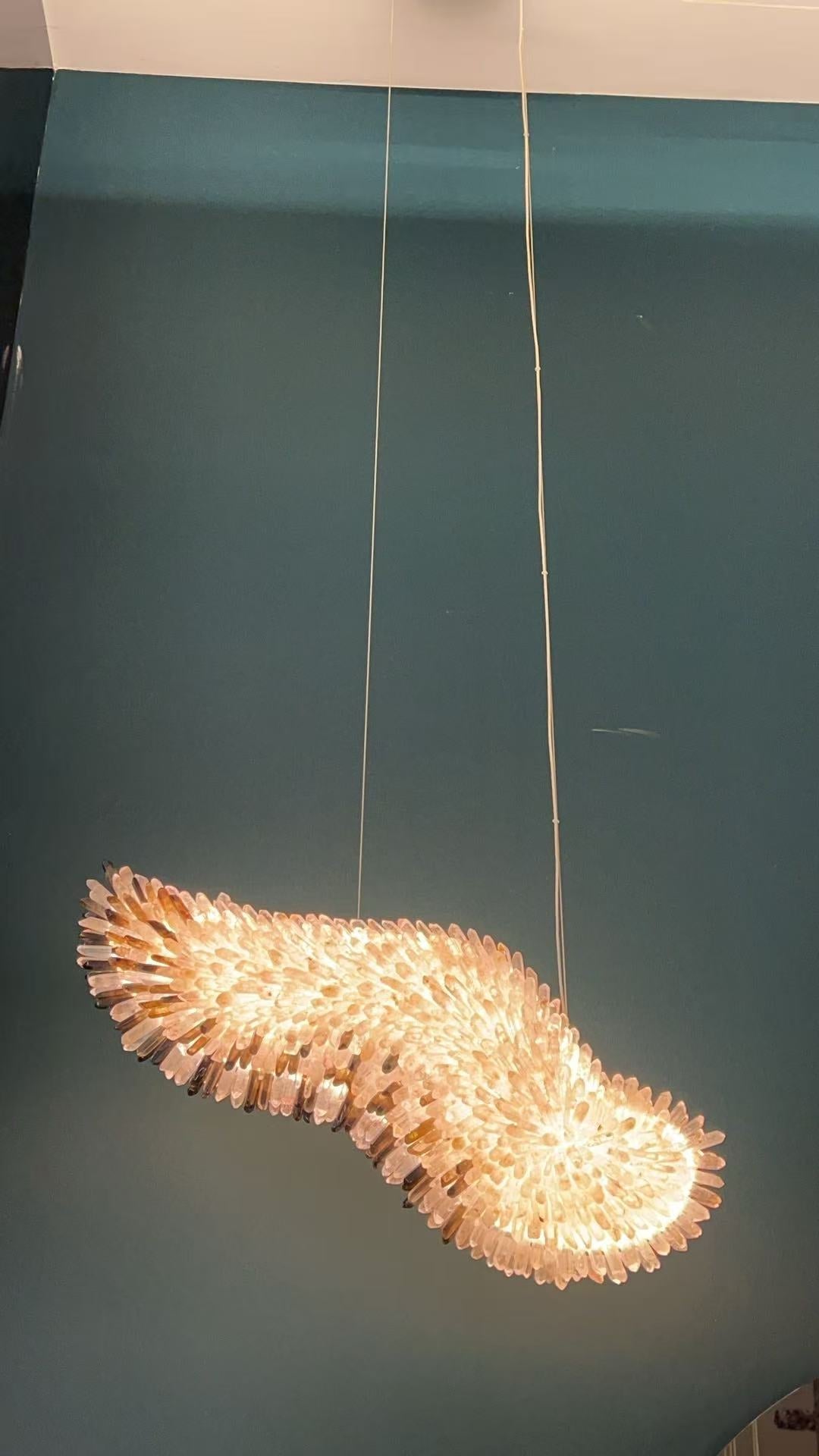 Modern Natural Crystal Wing Chandelier
