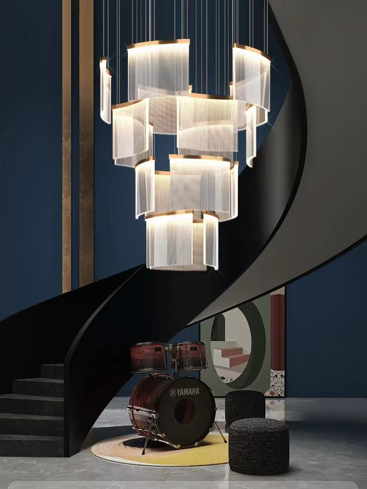 Designer Tile Chandelier For Foyer And High Ceiling Living Room