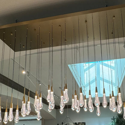 Modern Cascade Raindrop Linear Crystal Chandelier for Dining Room/Kitchen Island