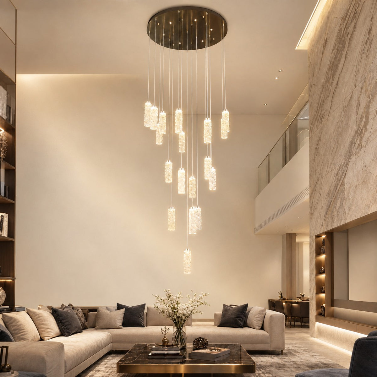 Bamboo Zen Modern Multi-Tier Cluster Chandelier