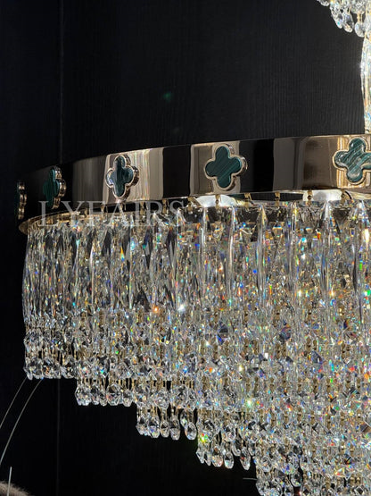Elegant Clover Malachite Crystal Chandelier Series