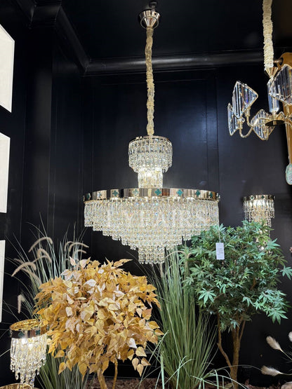 Elegant Clover Malachite Crystal Chandelier Series