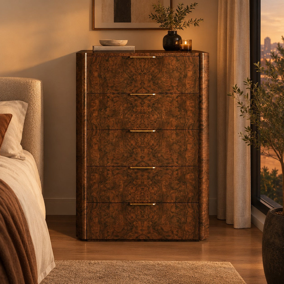 Happyarcadian Warm Textured Wood Bedroom Chest