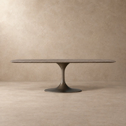 Happyarcadian Steel Base Marble Surface Dining Table