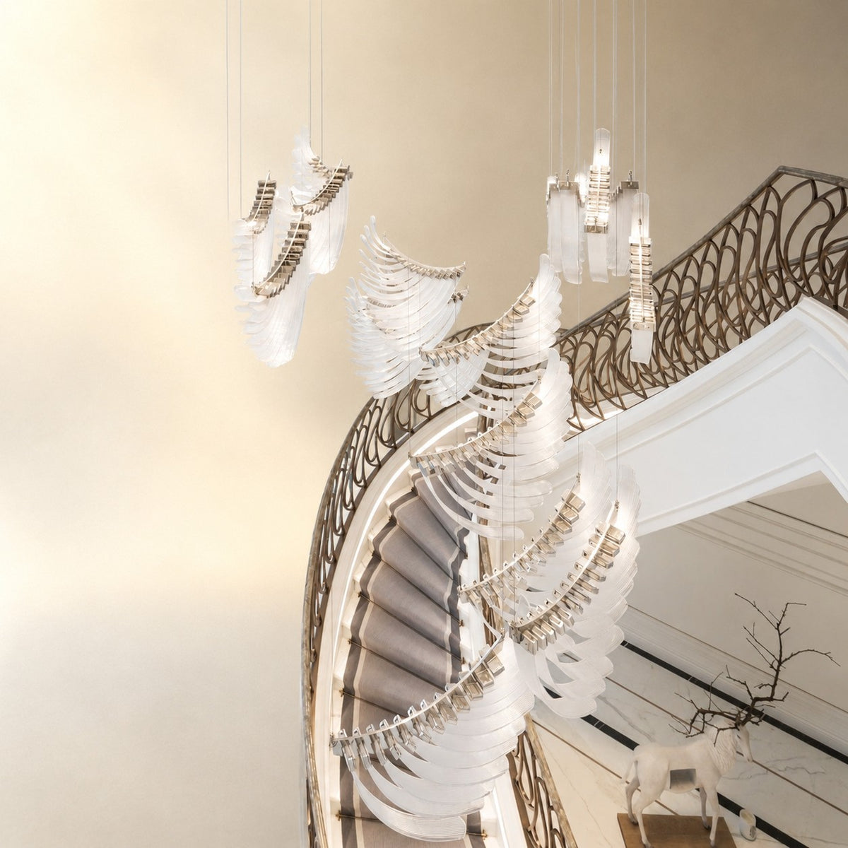 Bird Feather Wings LED Chandelier